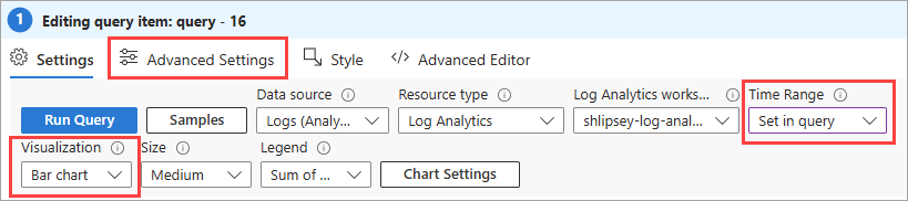 Captura de tela do intervalo de tempo, visualização e opções de configuração avançada.