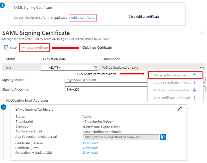 Captura de tela que mostra o link de download do Certificado,