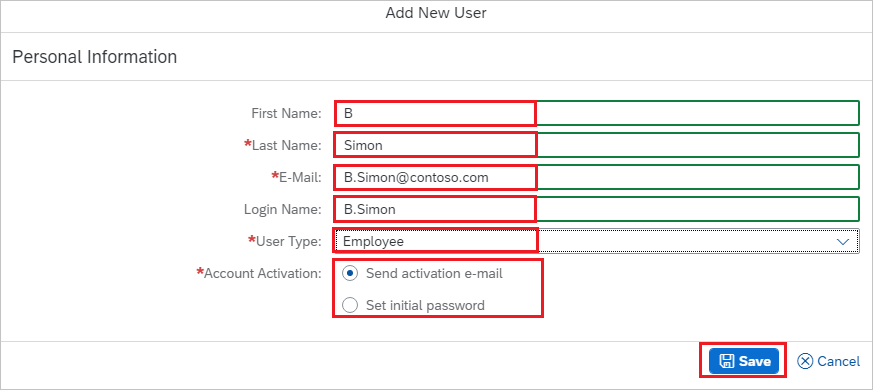 SAP configuration