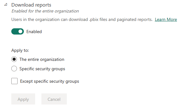 Captura de tela da configuração de locatário todos os estados ativada.