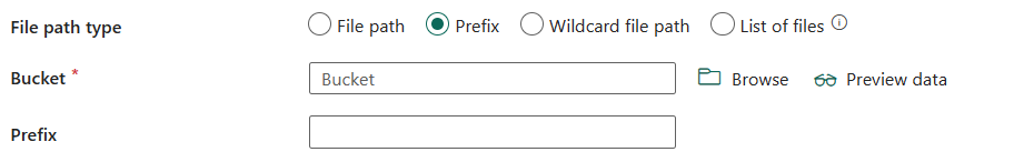 Captura de tela que mostra como configurar o tipo de caminho de arquivo de prefixo.