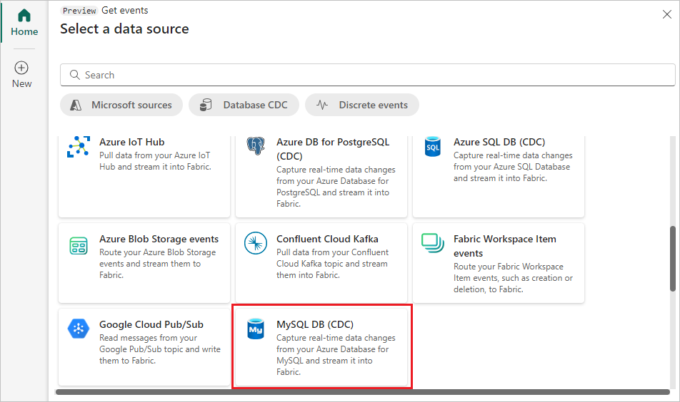 Uma captura de tela da seleção BD MySQL do Azure (CDA).