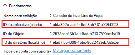 Captura de tela da ID do aplicativo do novo registro do aplicativo