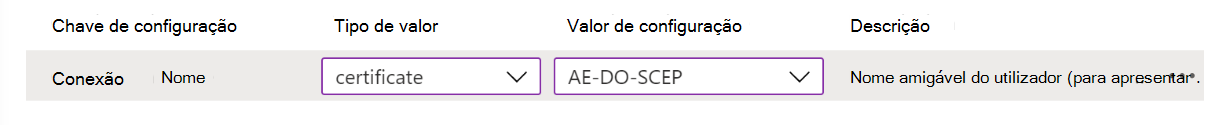 Alterar o nome da ligação numa política de configuração de aplicações VPN no exemplo do Microsoft Intune