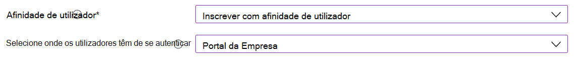 No centro de administração do Intune e no Microsoft Intune, inscreva dispositivos iOS/iPadOS com o Apple Configurator. Selecione Inscrever com afinidade de utilizador e utilize a aplicação Portal da Empresa para autenticação.