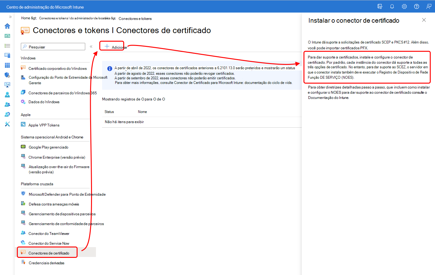 Baixe o software do conector de certificado.