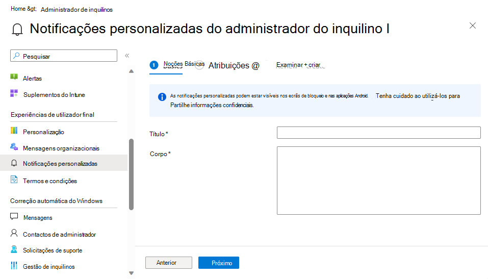 Criar uma notificação personalizada