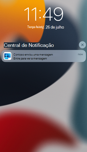 Notificação personalizada do dispositivo iOS/iPadOS bloqueado