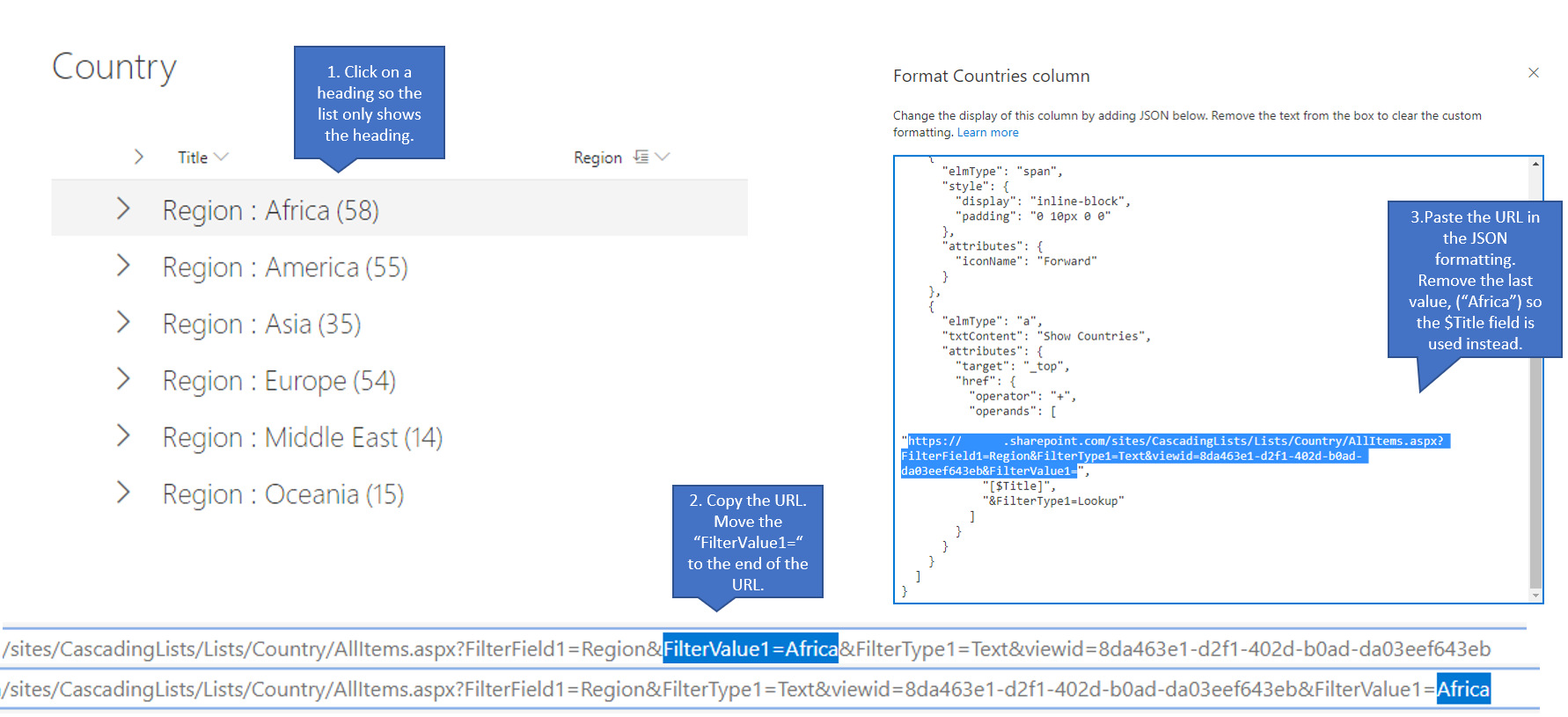 Demo Cascading JSON Formatting URL