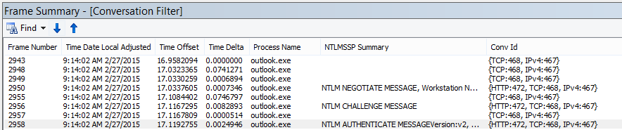 Rastreamento de netmon mostrando autenticação de proxy, filtrada por conversa.