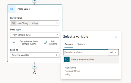 Captura de tela mostrando a seleção de uma variável de destino para um valor analisado.