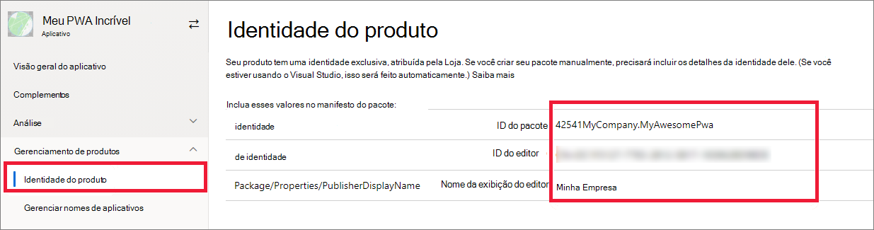 Copiar suas informações de editor do Microsoft Partner Center