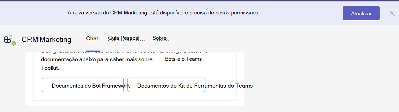 Captura de tela que mostra o contexto do aplicativo bot.