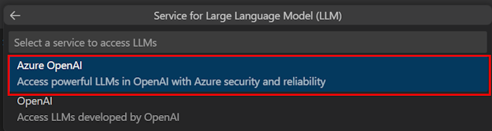 Captura de ecrã a mostrar LLM no Visual Studio Code.