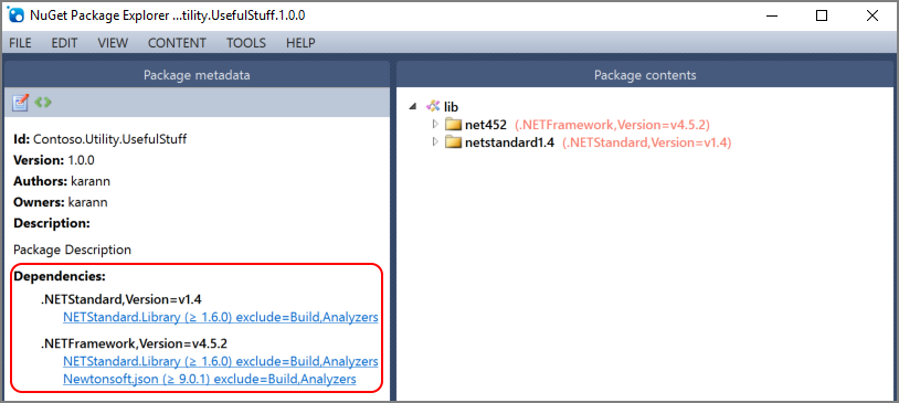 O resultado da aplicação de uma condição em PackageReference com o VS2017