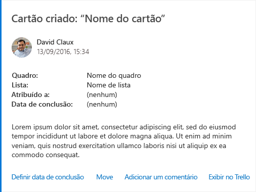 Um cartão Trello de exemplo