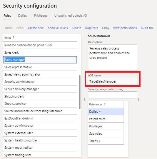 Página de configuração de segurança.