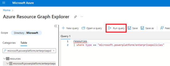 Executar a consulta no Azure Resource Graph Explorer