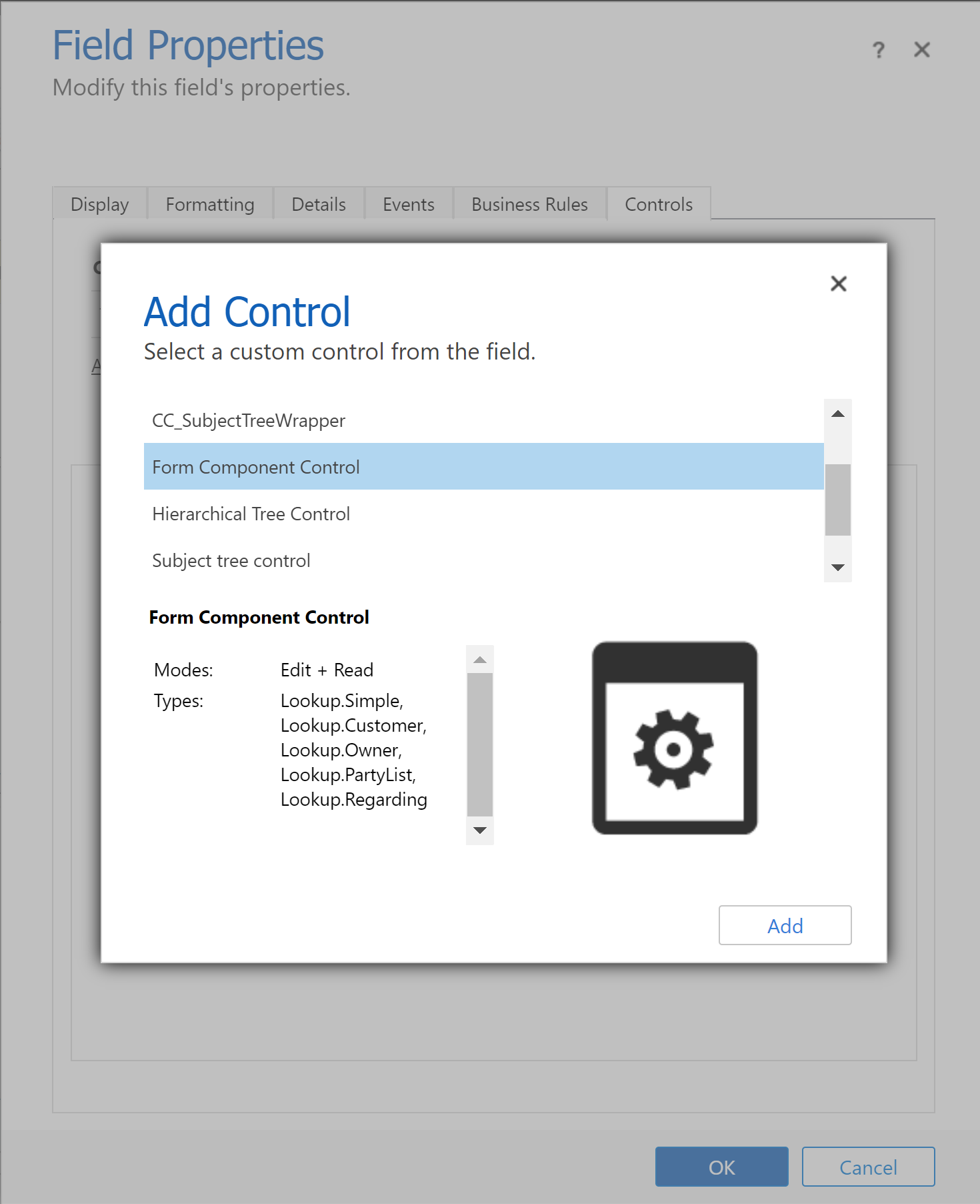 Select o Controle de Componente de Formulário.