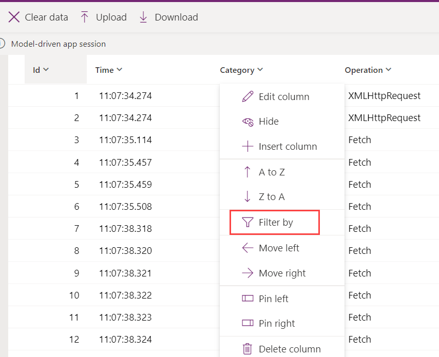 Filtrar eventos de formulário no Monitor.