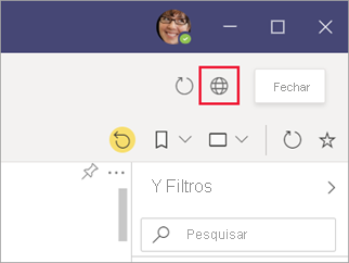 Screenshot of the web button in Power BI app in Microsoft Teams.