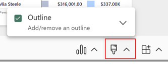 Captura de tela do suplemento do Power BI para o menu de opções de estilos do PowerPoint.