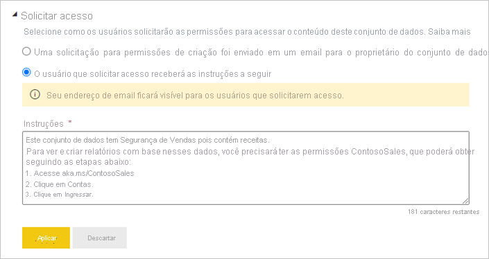 Screenshot of the Request access configuration dialog in the semantic model settings.