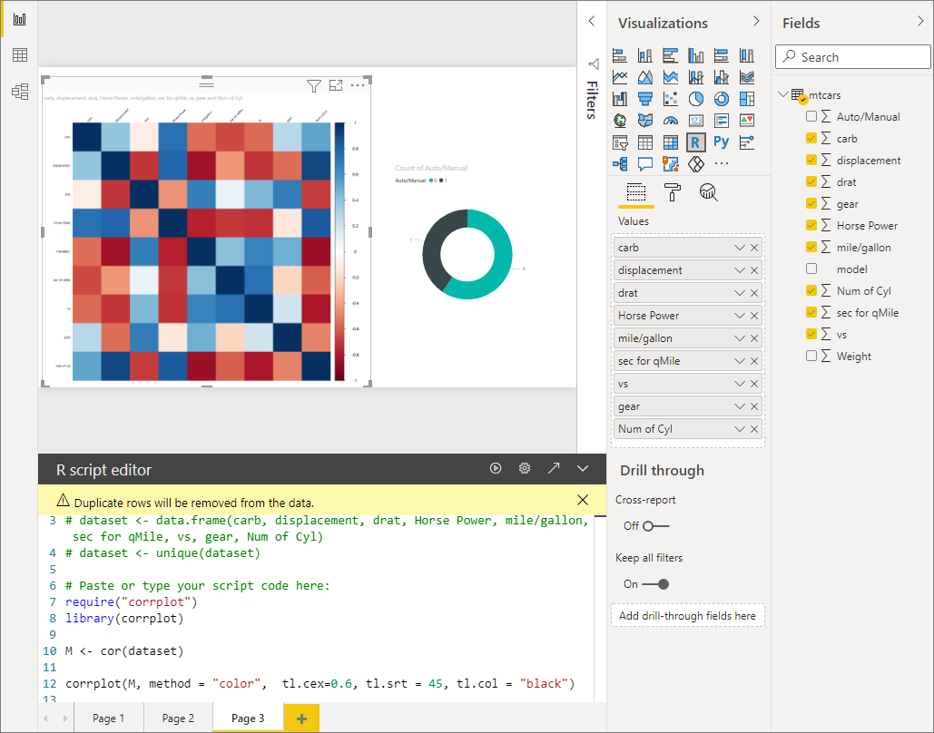 Screenshot of the Correlation plot code example.