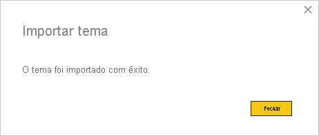 Screenshot of the successful Import theme dialog.