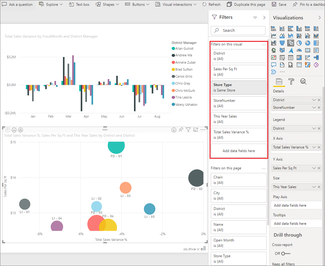 Select visual-level filters