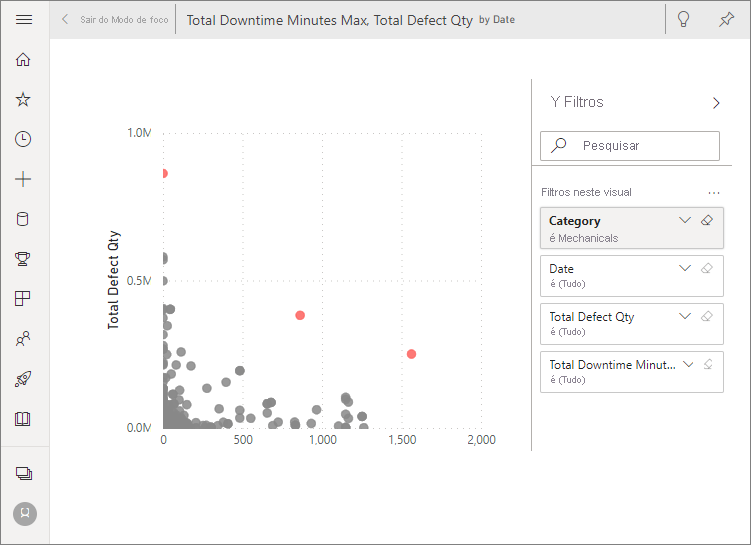 Screenshot of the expanded insight Filters menu.