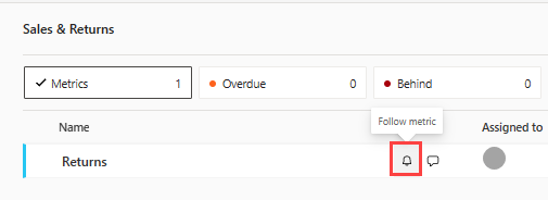 Screenshot of following a metric.