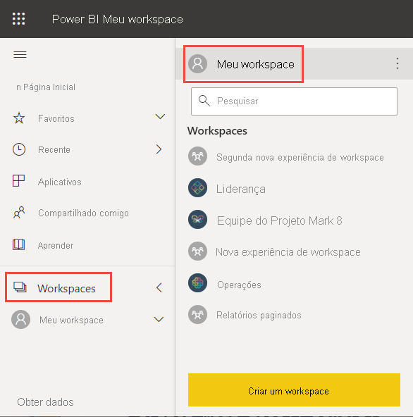 Screenshot of the Power BI service, highlighting New and Semantic model.