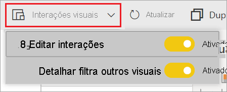 Screenshot of Power BI service, highlighting the Visual interactions dropdown.