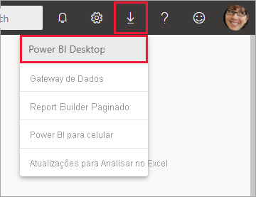 Captura de tela da Microsoft Store mostrando a opção de download do Power BI Desktop.