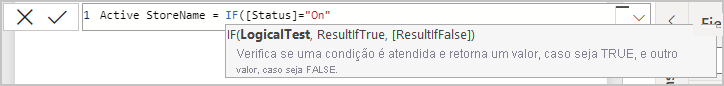 Captura de tela de On adicionado à fórmula.