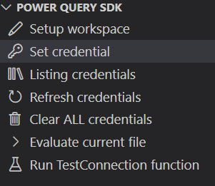 Tarefas dentro da seção SDK do Power Query.