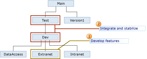 Diagram showing multiple branches.