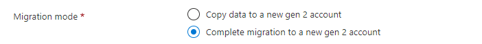 Opção Concluir migração