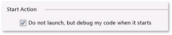Propriedade de inicialização de depuração C #/VB aplicativo