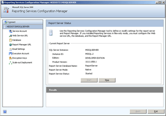 Ferramenta configuração do Reporting Services