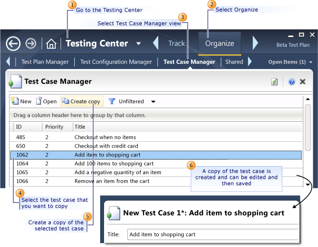 Criar uma cópia de um caso de teste