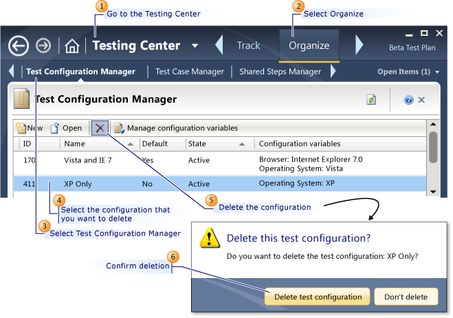 Excluir configuração de teste