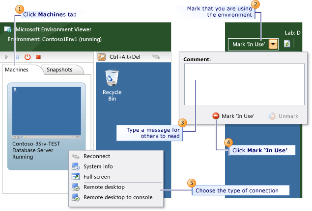 As etapas para <>>se conectar a um enevironment