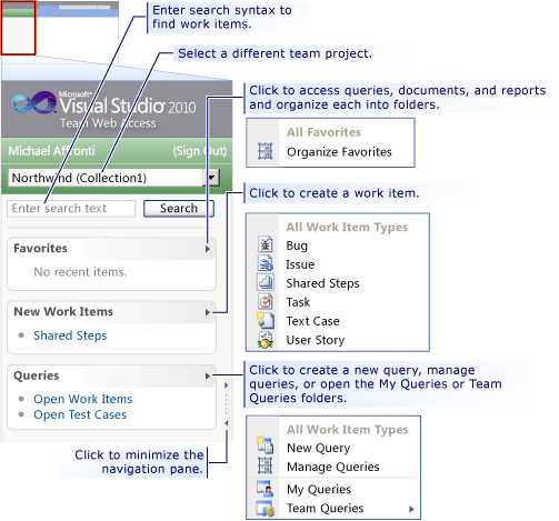 Página do Team System Web Access