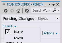 Escolha uma área de trabalho no Team Explorer