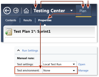 Configurando o ambiente padrão do plano de teste.