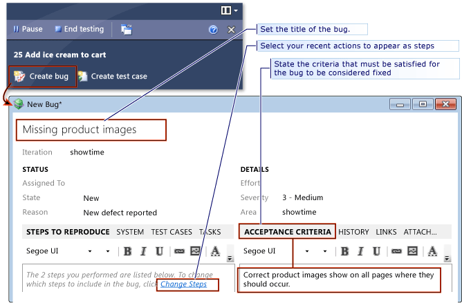 Criando um bug de uma sessão exploratório.