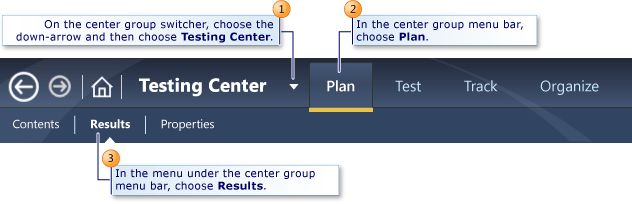 Exibindo resultados de plano de teste