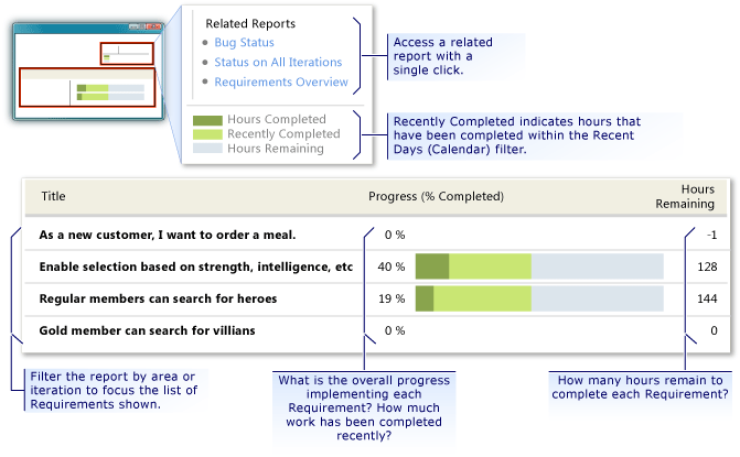 Requirements Progress report